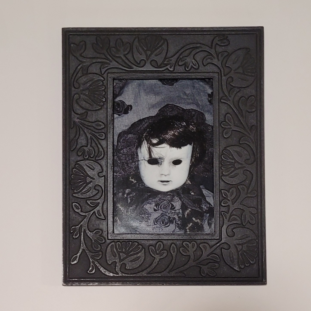 Vintage Creepy Doll Gothic Framed Print  ~ Horror Art 9x7
